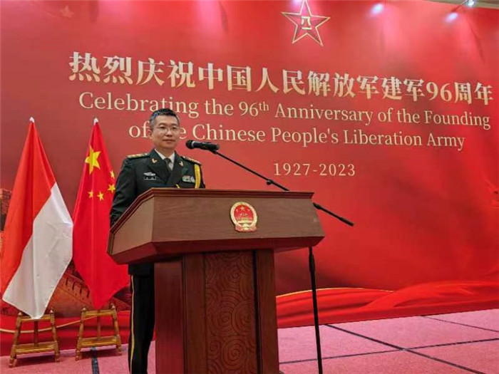 圖為徐勝武官致辭。中國駐印度尼西亞使館供圖