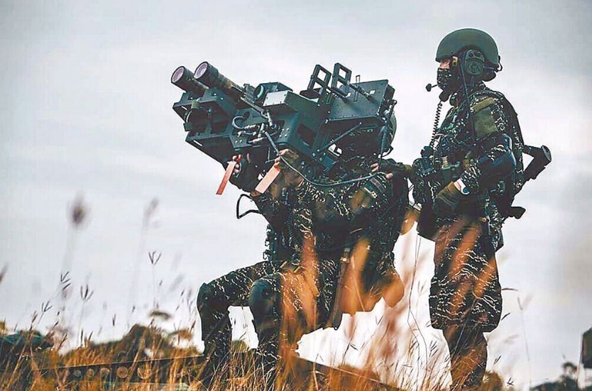 臺海軍陸戰(zhàn)隊肩抗“毒刺”導(dǎo)彈發(fā)射器準備射擊。圖片來源：臺灣“中時新聞網(wǎng)”。