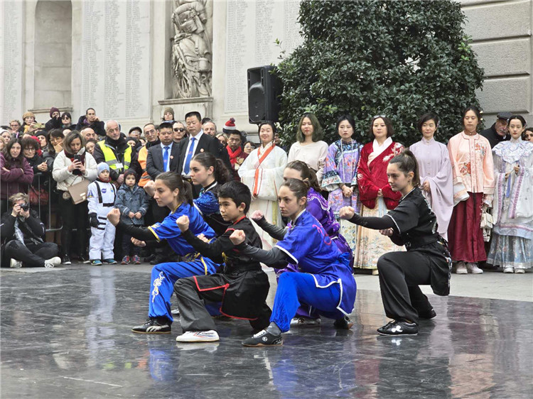 當(dāng)?shù)匚湫g(shù)學(xué)院進(jìn)行武術(shù)表演。張錫琪攝
