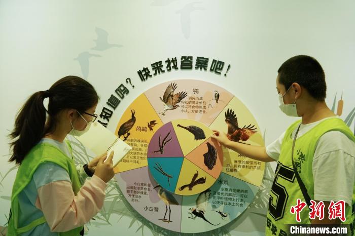 圖為小朋友在青海西寧湟水國(guó)家濕地公園科普館內(nèi)參觀學(xué)習(xí)。　馬銘言 攝