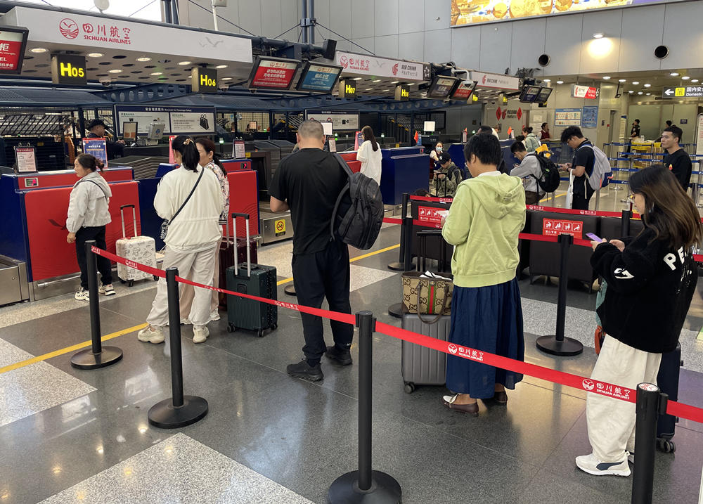 旅客在首都機(jī)場(chǎng)排隊(duì)辦理登機(jī)手續(xù)。人民網(wǎng)記者 喬雪峰攝