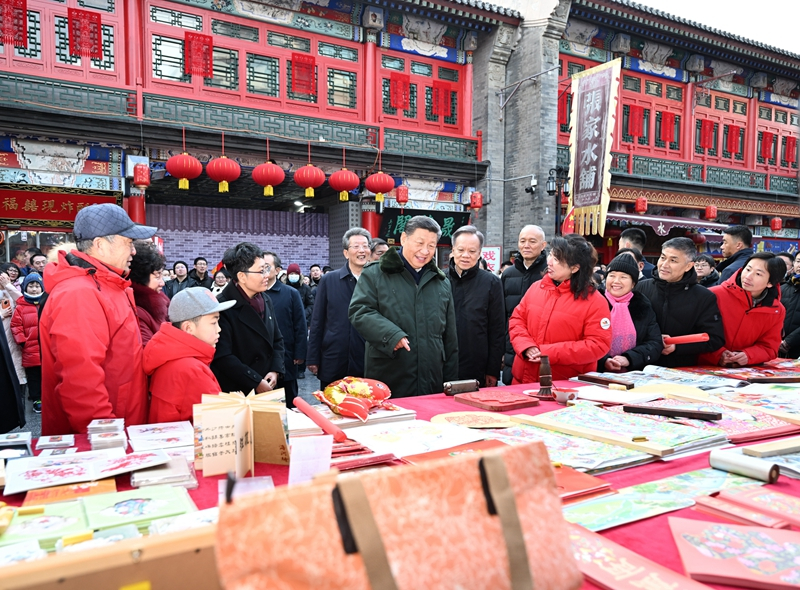 2024年2月1日，習近平總書記在天津古文化街考察。