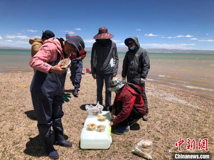 科考隊員在高原湖泊岸邊進餐?！?lt;a target='_blank' ><p  align=
