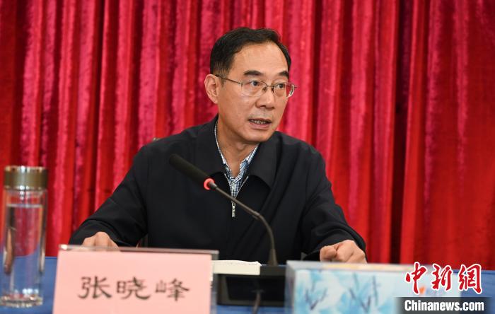圖為西藏自治區(qū)黨委宣傳部副部長、西藏廣播電視臺黨組書記張曉峰致辭。　趙朗 攝